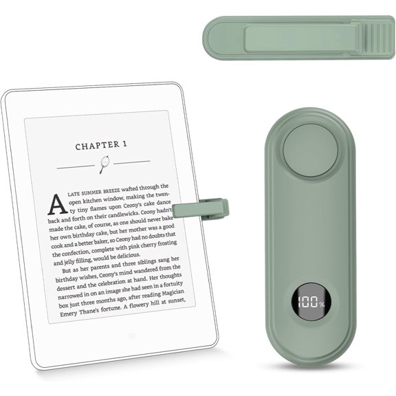 Remote Page Turner for Kindle Reading Accessories, Clicke for iPad iPhone Android Tablets E-Book Reading Noels, Camera Remote Shutter Selfie Controller, Green