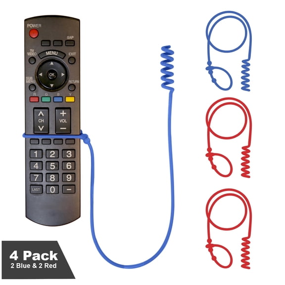 Perfect Curve Remote Pigtail 4-Pack for TV, Cable, Space Heaters, Ceiling Fans, Humidifiers (2 Blue & 2 Red)