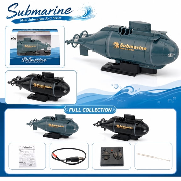 Remote Toys, Mini Radio Submarine, 4.8X2X1.8 Inch Compact Underwater Vessel, Rechargeable Rc Submarine with Propellers, Complete with User Manual, Usb Charging Cable and Attached