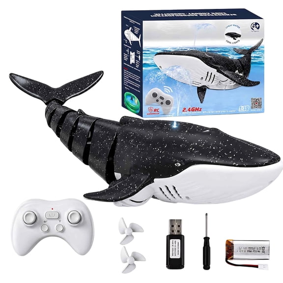 Remote Whale Toys 2.4Ghz Electric Rc Water Animal Plaything Durable Function Underwater Pool Toys for Student Ages 6 and Up Gray 1 Pack Includes Remote Usb Charging Cable