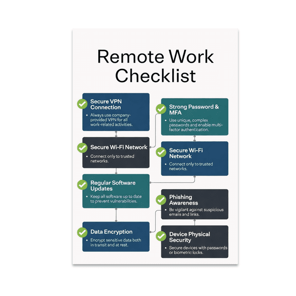 Remote Work Checklist Poster - Cybersecurity Student - 13x19 Poster Print