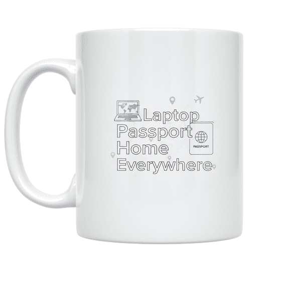 Remote Work Travel Inspired - Digital Nomad - 11 oz Ceramic Coffee Mug