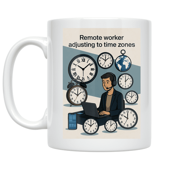 Remote Worker Time Zone Clocks - Remote Worker - 11 oz Ceramic Coffee Mug