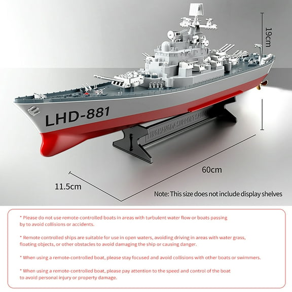 Remote  boat,Low Battery Alarm Remote Boat 1 390 Scale Model With Low 390 Scale Remote Rivers Armed Battleship 1 Remote Warship Remote Battleship Remote Boat Waterproof Size