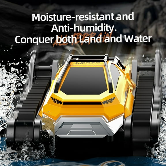 Remote car,Vehicle All Terrain Water With 2 Stunt Car 2.4 Buzhi With 2 Batteries All Terrain Land 2.4 Amphibious Vehicle 2 Batteries And Terrain Land Water Black and Yellow 2 Battery