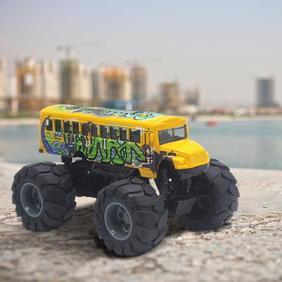 Remote control car category pull back action toy for kids featuring alloy big wheel school bus design and friction powered indoor outdoor play, 14 cmx10 cm, Color B