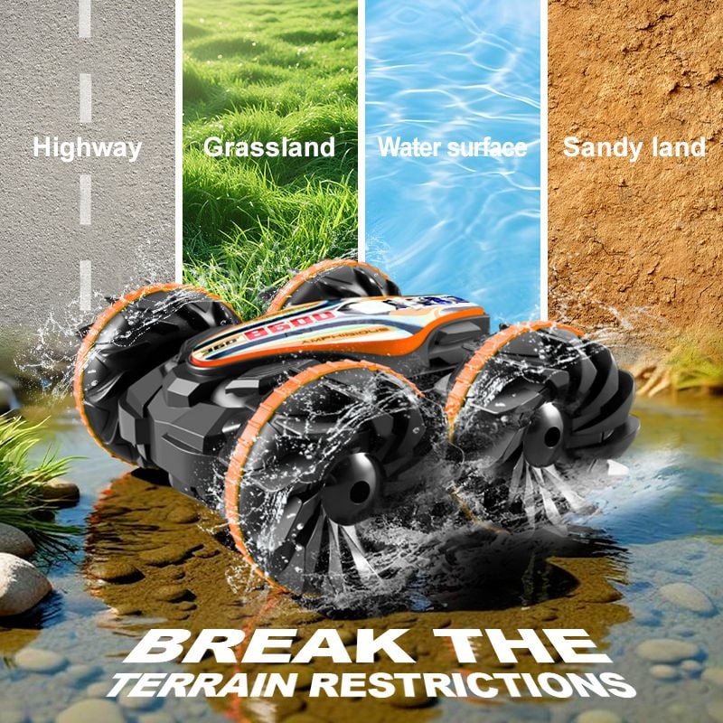 Remote control toy car, water and land amphibious toy car, can float on top. 360 °   flip, adapt to any road conditions, toy off-road car.