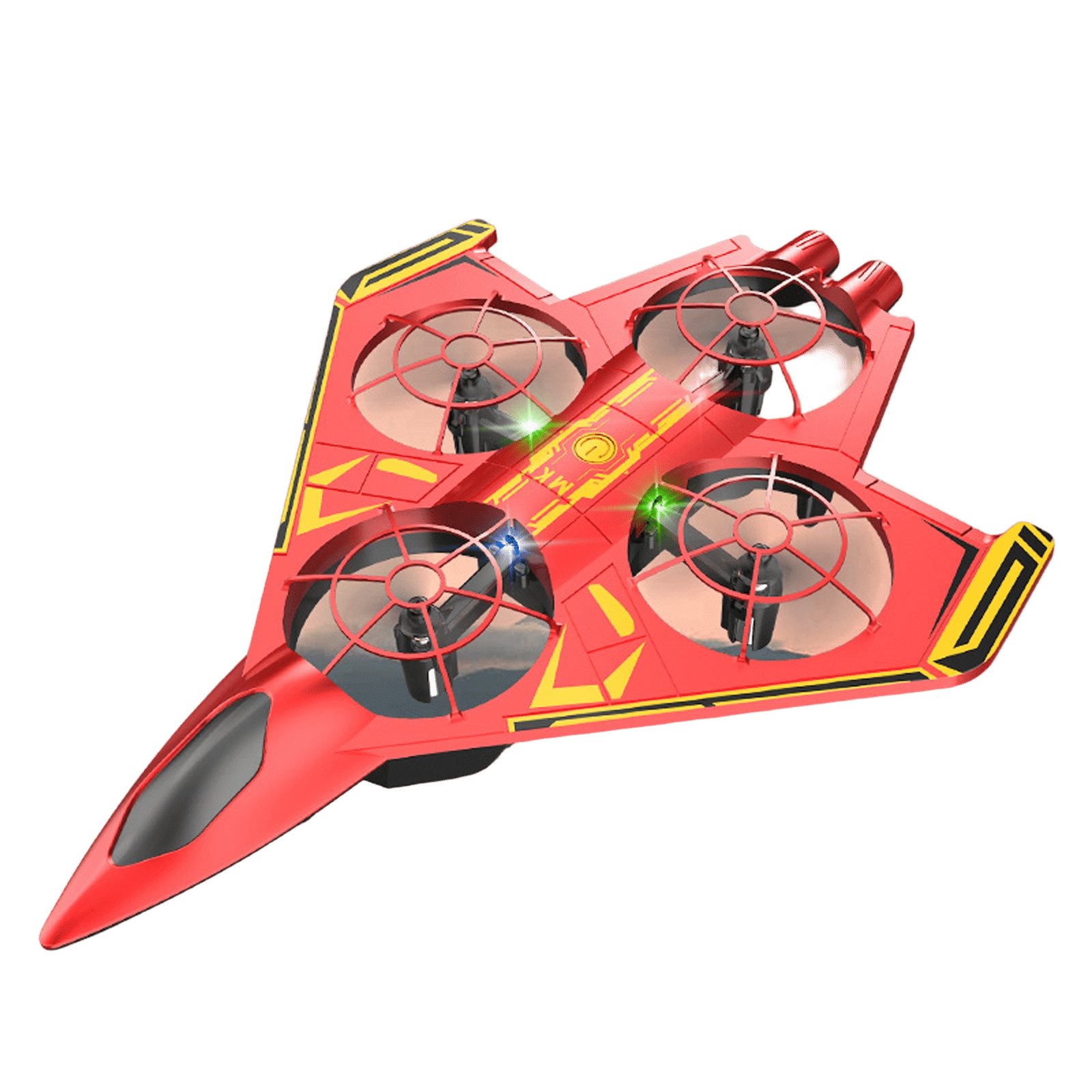 Remote-controlled quadcopter fighter aircraft toy, plastic RC plane - stable quadcopter flight, easy control, includes 1 battery, 2 propellers, 1 remote, 1 charging cable, 1 manual - for boys, kids,