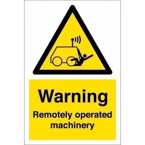 Remotely Operated Machinery Rustproof Aluminum Sign, Industrial Safety Plaque for Indoor Outdoor Areas, Machinery Operation Warning Sign, 8x12 Inch