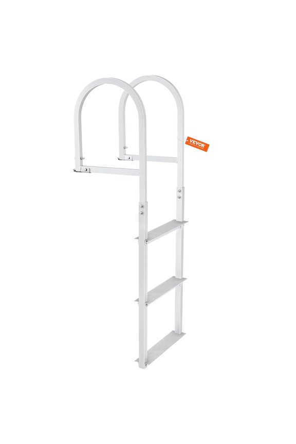 Removable 3-Step Dock Ladder, 500 lbs Capacity, Aluminum Alloy Pontoon Boat Ladder with 3.1" Wide Non-Slip Steps & Rubber Mat, Easy Install for Marine/Lake/Pool Boarding