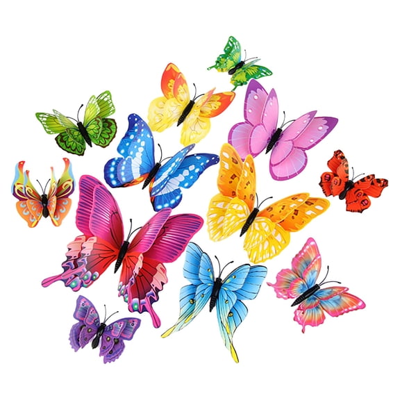 Removable 3D Butterfly Wall Decals, Butterfly Wall Decor, 3D Butterfly Wall Decor, DIY Wall Art Stickers for Living Room Bedroom TV Background Home Decor, Self-Adhesive Plastic Butterflies Stickers