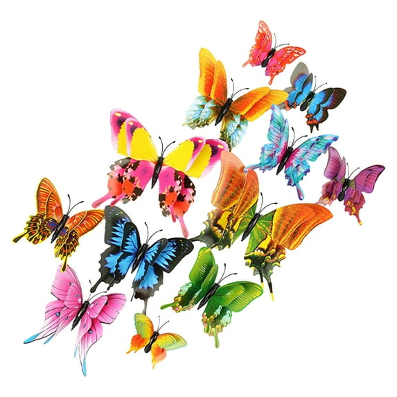 Removable 3D Butterfly Wall Decals, Butterfly Wall Decor, 3D Butterfly Wall Decor, DIY Wall Art Stickers for Living Room Bedroom TV Background Home Decor, Self-Adhesive Plastic Butterflies Stickers