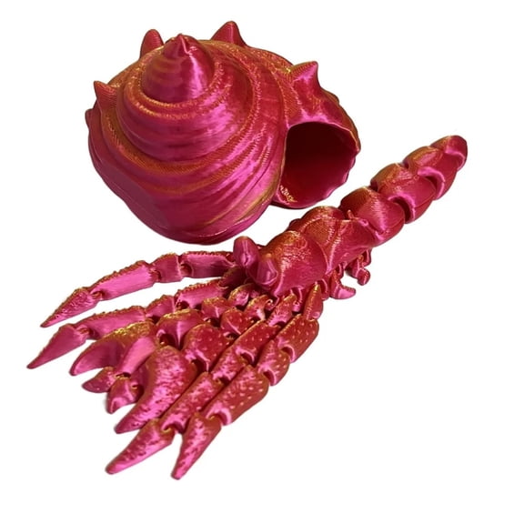 Removable 3D Printed Hermit Crab Conch Shell Simulation 3D Printed Paguroidea Poseable Joints Flexible 3D Articulated Crab