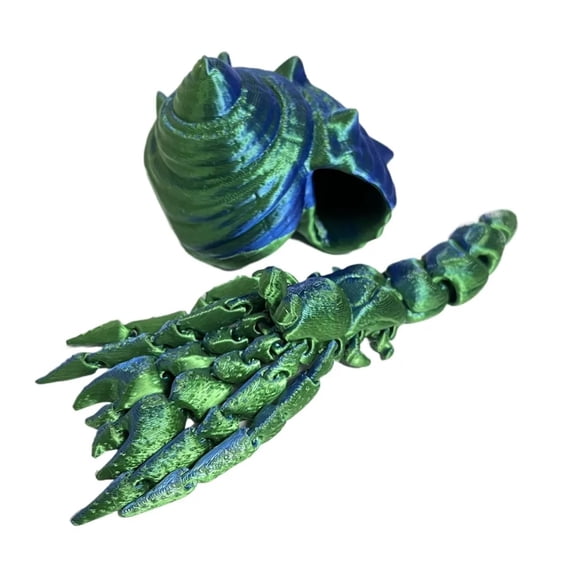 Removable 3D Printed Hermit Crab Conch Shell Simulation 3D Printed Paguroidea Poseable Joints Flexible 3D Articulated Crab