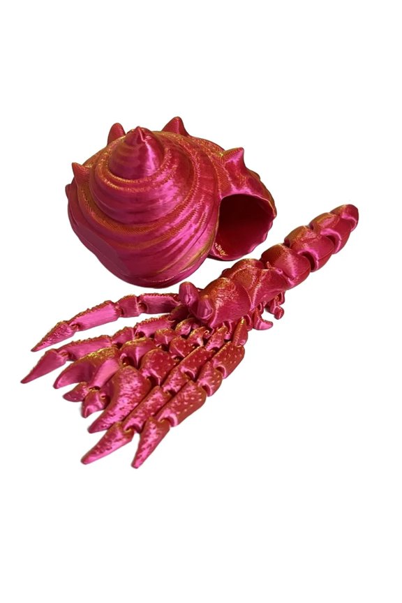 Removable 3D Printed Hermit Crab Conch Shell Simulation Paguroidea Colorful Poseable Joints Articulated