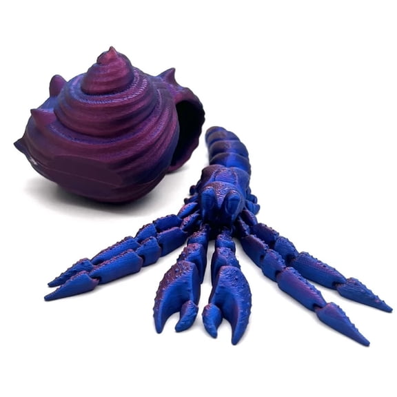 Removable 3D Printed Hermit Crab Conch Shell Simulation Paguroidea Colorful Poseable Joints Articulated