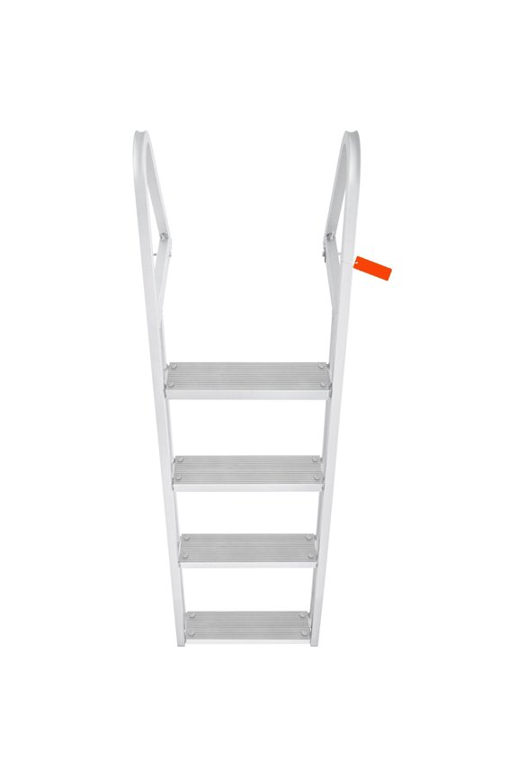 Removable 4 Step Aluminum Alloy Dock Ladder 350 lbs Capacity 4" Wide Non Slip Steps for Pontoon Boat Ship Lake Pool Marine Boarding Easy Installation