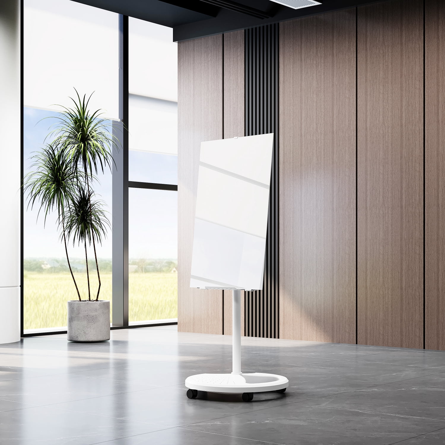 Removable Adjustable Height Tempered Glass Whiteboard, 36" x 24"