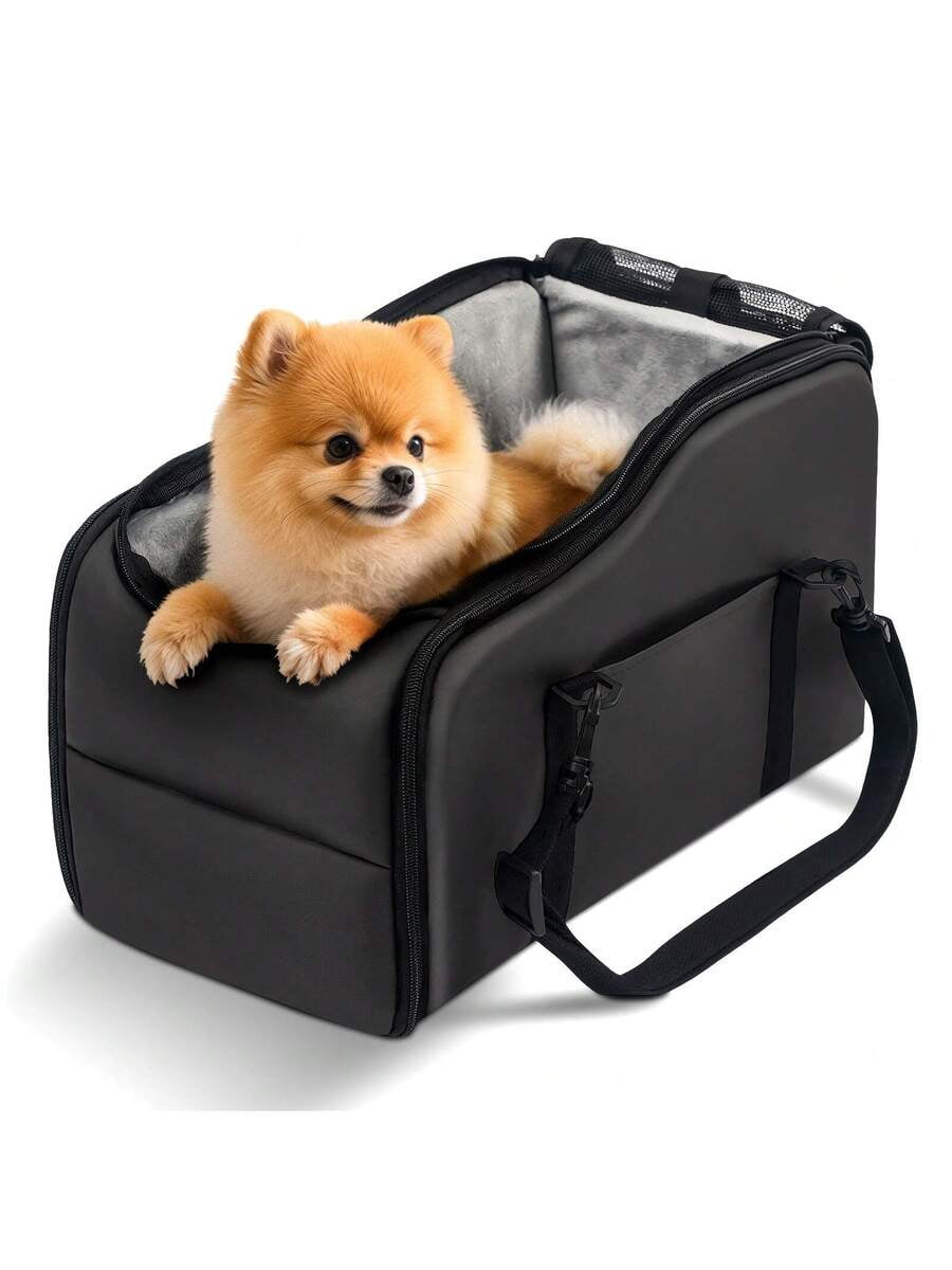 Removable And Washable Car Comfortable Pet Seat For Small Dogs And Cats - Portable Center Console Travel Bed