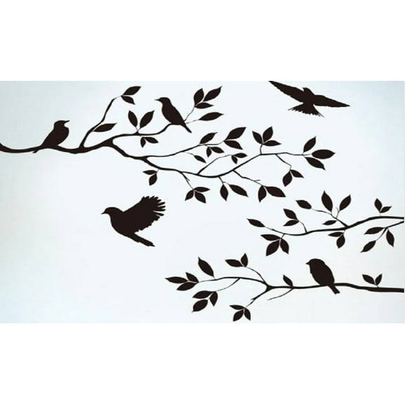 Removable Black Bird Tree Branch Monster Wall Paper Sticker
