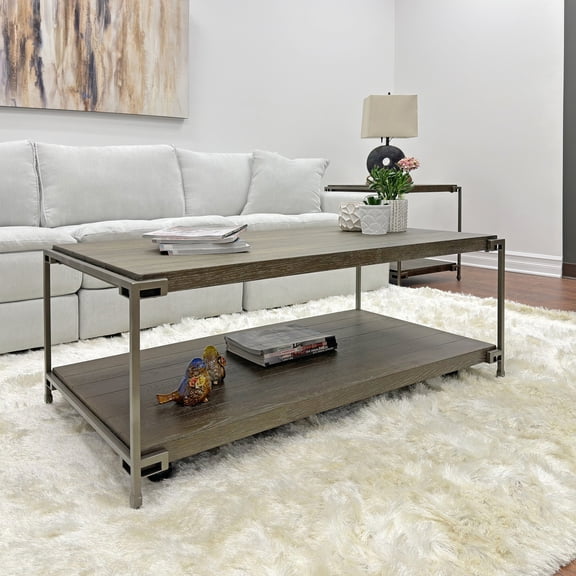Removable Casters Wood Coffee Table / Convenient Mobility at Home