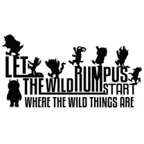 Removable Children's Picture Book Wall Art Lettering Decal Quotes Design - Let The Wild Rumpus Start Where The Wild Things Are | 19" x 30" Vinyl Home Bedroom Living Room Sticker Decoration