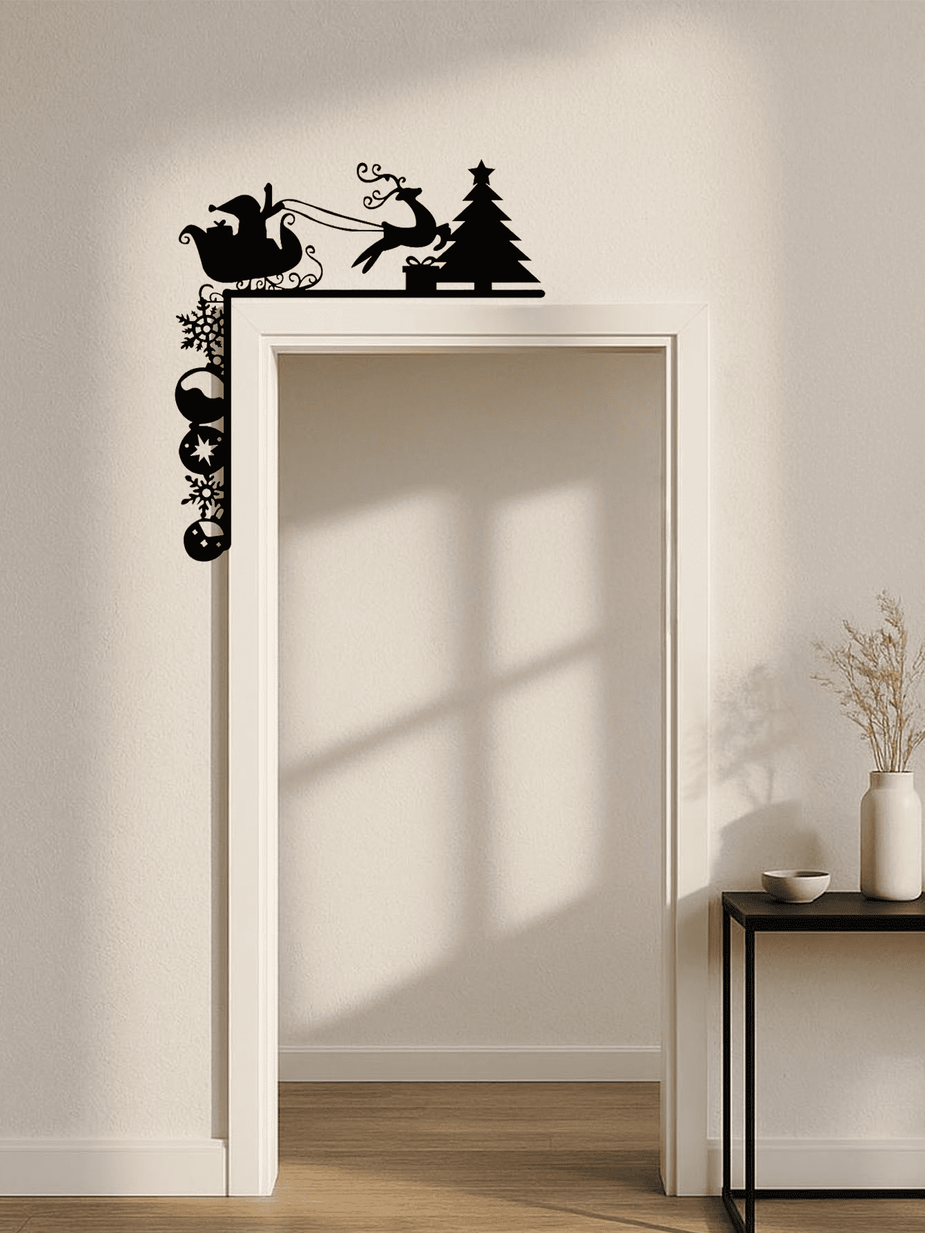 Removable Christmas Sleigh Wall Decals Holiday Home Decor Stickers