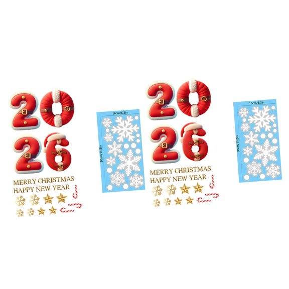 Removable Christmas Window Decal Reindeer Snowflake 2026 New Year PVC Sticker Holiday Homes Office Decors