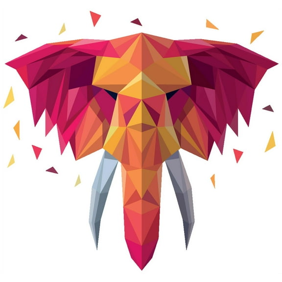 Removable Colorful Mosaic Stained Glass Animal Decoration Elephant Design Vinyl Kids Bedroom Wall Decal - 19" x 20" Home Living Room Multicolored Safari Jungle Zoo Animal Adhesive DÃ©cor Wall Sticker