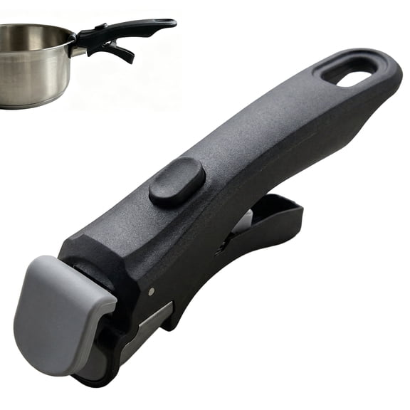 Removable Cookware Handle for Pots and Pans, Detachable Replacement Handle with One-Button Release, Universal Style Grip for Compatible Cookware
