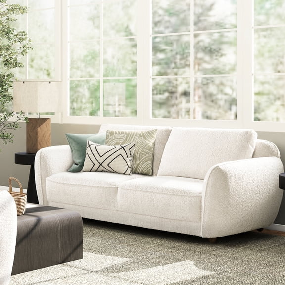 Removable Cushion Sofa in Alpaca White | Offering Versatility and Easy Care | Feel the Elegance of Flange Seam Arms