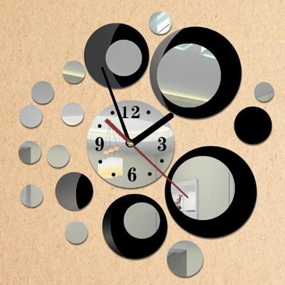 Removable DIY Acrylic Mirror Wall Clock 45x60cm, Self Adhesive Number Sticker Decorative, Battery Operated for Living Room