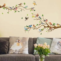 Removable Decals, Pegatinas Para Pared, Vinyl Material Self-Adhesive Hummingbird on the Tree Branch Wall Stickers for DIY Art for Garden Living Room Bedroom