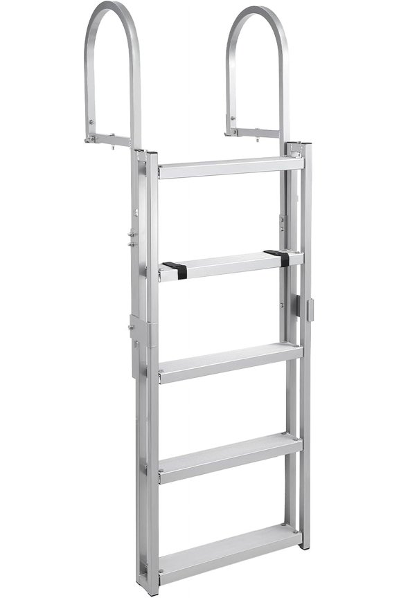 Removable Dock Ladder - 3/4/5 Steps 350/500lbs Load Capacity Aluminum Nonslip for Lake Marine Boarding Pool