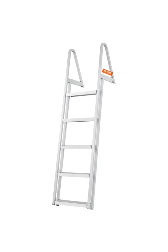 Removable Dock Ladder 5 Steps 350 lbs Load Capacity 4 Inch Wide Step Nonslip Design for Pontoon Boat Ship Lake Pool Marine Boarding