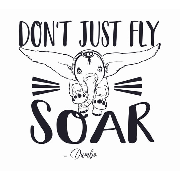 Removable Dumbo Flying Elephant Wall Decal | DIY Stick And Peel Vinyl Adhesive Walt StickerDecal Movie Quotes Home Art Decor Kids Nursery Bedroom Decoration Sticker 18" x 20" - Don't Just Fly Soar
