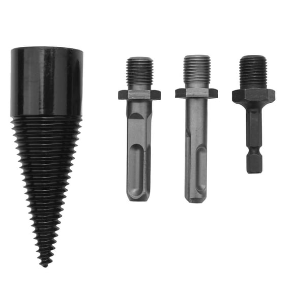 Removable Firewood Log Splitter Drill Bit, Wood Splitter Drill Bits Split Drilling Tools Drill Bit Wood Chopping Bit,1 X Wood Splitter Drill 3 X Handle,Black