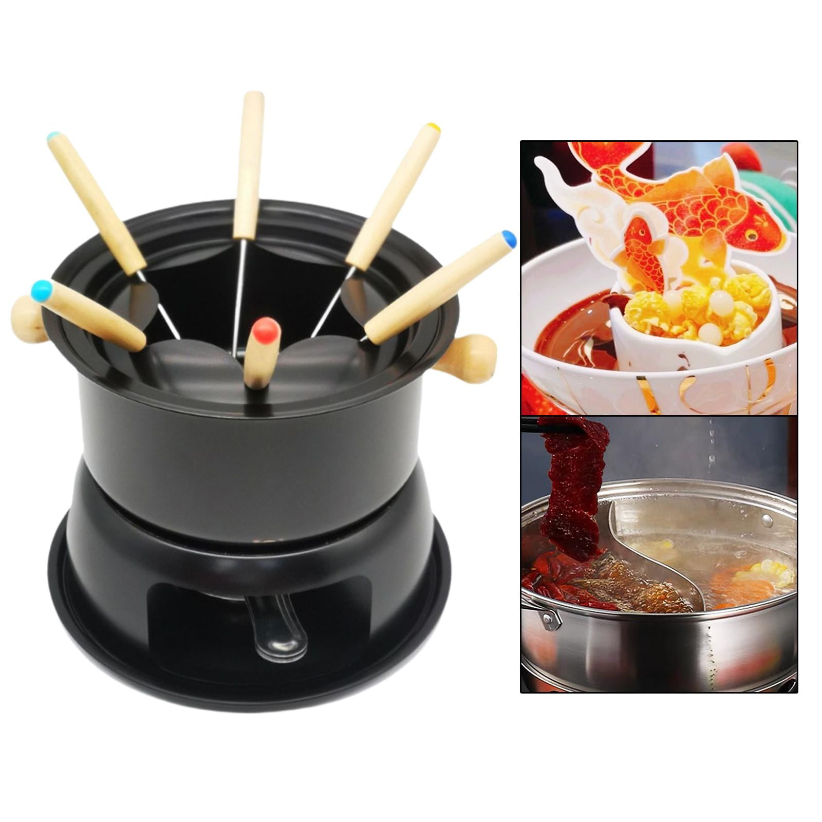 Removable Fondue Set Kitchen Tools easy to clean with 6 Forks Mini  Multifunctional Hot Pot Melting Pot for Chocolate Ice Sauces Cheese 