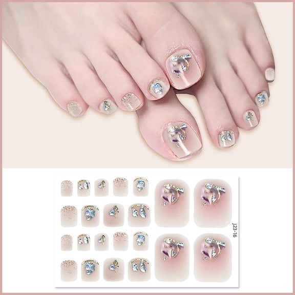 Removable Foot Nail Stickers White Flash Fashion Toenail Nail Stickers Exquisit_