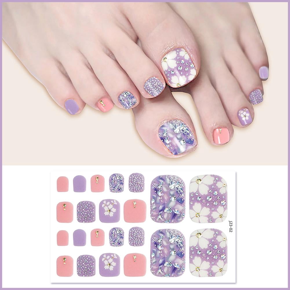 Removable Foot Nail Stickers White Flash Fashion Toenail Nail Stickers ...