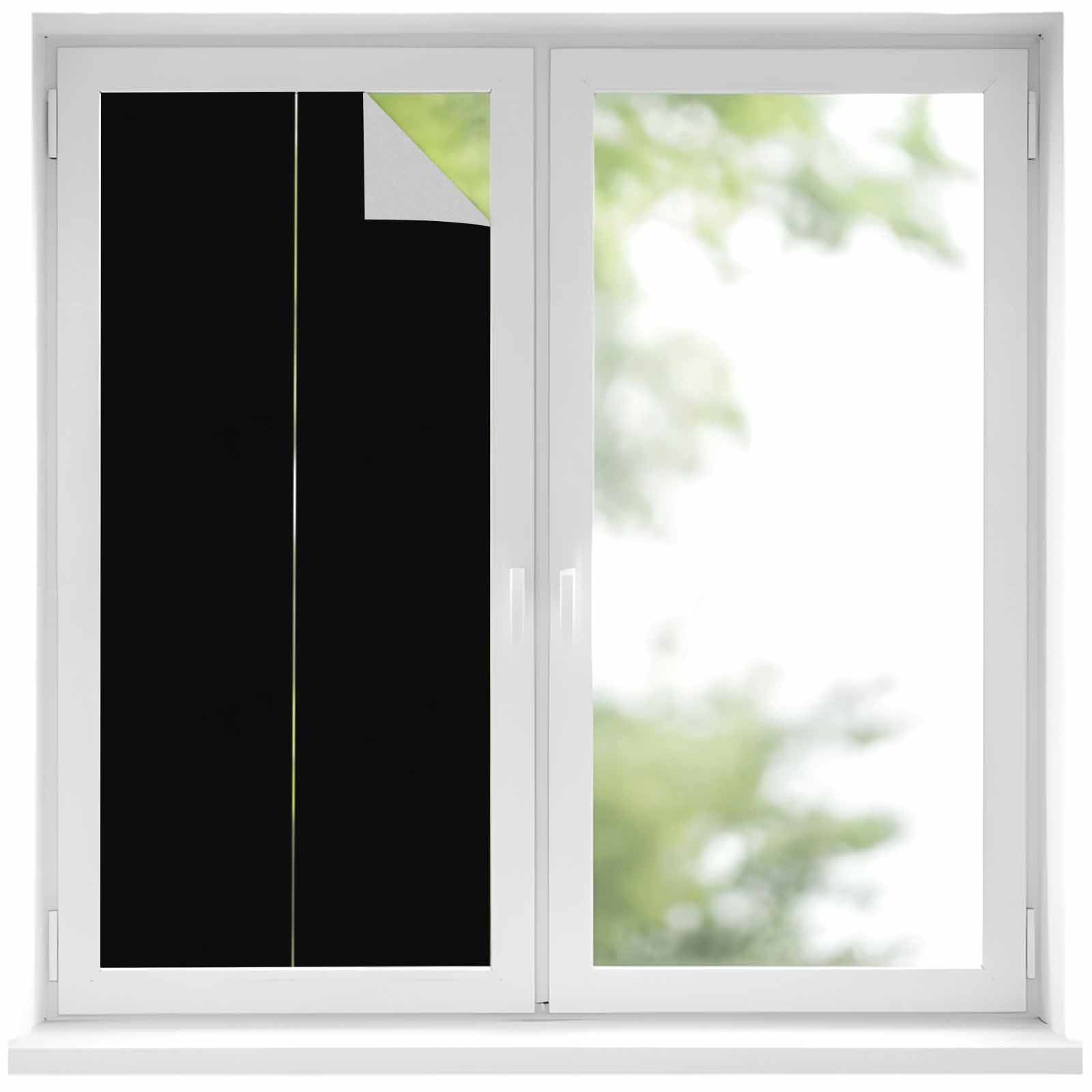 Removable Glass Window Covering, Black Window Privacy Film Frosted, Farmhouse Solid Black Color Modern Art Decorative Privacy Windows Film for Bedroom, Living Room, 19.6 x 39.3 Inches