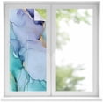 thumbnail image 1 of Removable Glass Window Covering, Purple Teal Golden Marble Window Privacy Film Frosted, Abstract Modern Geometric Decorative Privacy Windows Film for Bedroom, Living Room, 19.6 x 39.3 Inches, 1 of 9