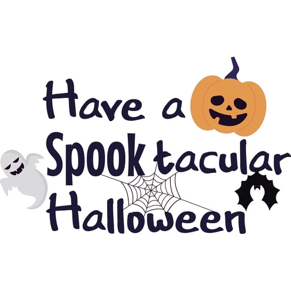 Removable Halloween Decoration Art Have A Spooktacular Halloween Funny Quotes Design Vinyl Kids Bedroom Wall Decal - 12" x 20" Home Living Room Jack O Lantern Ghost & Spider Adhesive Wall Sticker