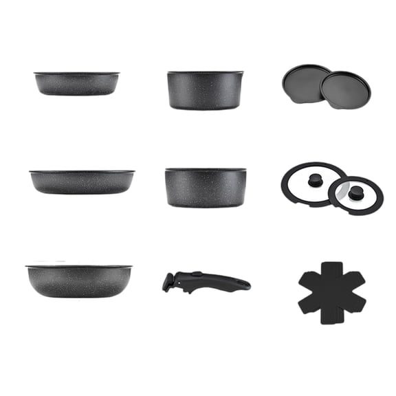 Removable Handle Pots and Pans Kitchen Cookware Set for Home Camping and Travel Cooking Set