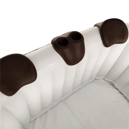 Removable Headrest & Drink Holder Set for Inflatable Hot Tub Spa, Brown - 3 Piece