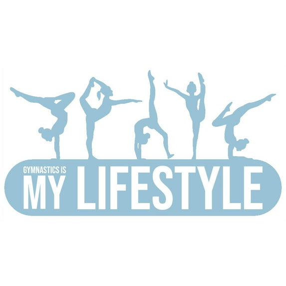 Removable Home Art Artistic Gymnasts Decoration Gymnastics Design Vinyl Adhesive Wall Decal - 18" x 30" Kids Girls Teens Bedroom Gymnast Quotes Lettering Art Sticker - Gymnastics Is My Lifestyle