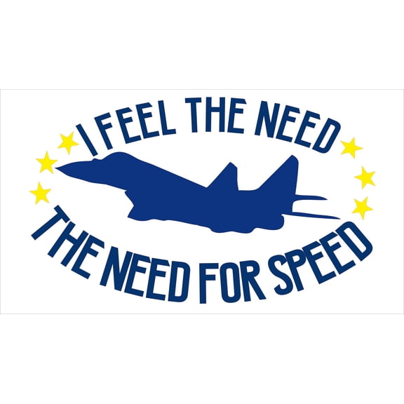 Removable Home Art F-5 E Tiger II Aircraft Decor Design Vinyl Wall Decal | 18" x 30" Adhesive Bedroom Living Room Top Gun Movie Quotes Sticker Decoration - I Feel The Need The Need For Speed