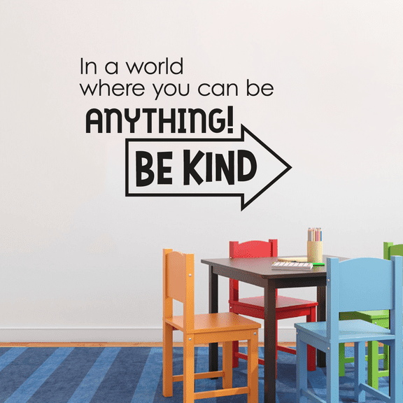 Removable Home Art Lettering Quotes Design Wall Decal - 15" x 20" In A World Where You Can Be Anything Be Kind | Vinyl Bedroom Living Room Jennifer Dukes Lee Inspirational Quotes Decoration Sticker
