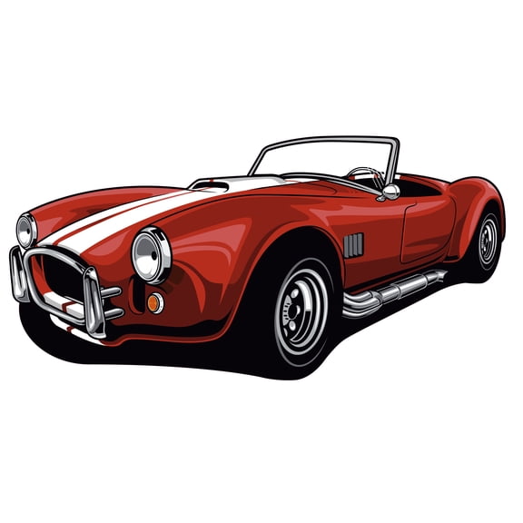 Removable Home Bedroom Living Room 20" x 30" AC Shelby Cobra Vintage Car Racing Stripes Vinyl Wall Decal - Kids Bedroom Car Enthusiast Old School Classic Vehicle Adhesive Wall Decoration Sticker