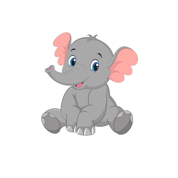 Removable Home Kids Bedroom Art Gentle Giant Baby Elephant Adhesive Vinyl Wall Decal - 20" x 21" Multicolored Decal Nursery Living Room Cute Zoo Safari Animal Decor Design Wall Decoration Sticker